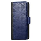 Peněženkové kožené pouzdro Grid na Honor X8 5G/X6 - Tmavě modrá