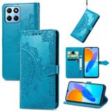 Peněženkové kožené pouzdro Mandala Flower pro Honor X8 5G/X6 - Modrá