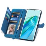 Peněženkové kožené pouzdro Flower Zipper pro Honor Magic5 Lite - Modrá