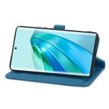 Peněženkové kožené pouzdro Flower Zipper pro Honor Magic5 Lite - Modrá