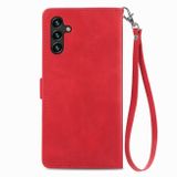 Peněženkové kožené pouzdro Flower Zipper pro Samsung Galaxy A24 - Červená