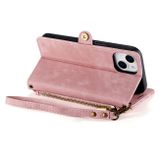 Peněženkové kožené pouzdro Geometric pro iPhone 15 - Růžová