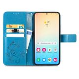 Peněženkové kožené pouzdro Four-leaf pro Samsung Galaxy S24 Plus 5G - Modrá