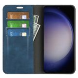 Peněženkové kožené pouzdro Retro-Skin pro Samsung Galaxy S24 5G - Tmavě modrá