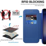 Peněženkové kožené pouzdro Rhombus Shield pro Samsung Galaxy S24 Plus 5G - Tmavě modrá