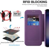 Peněženkové kožené pouzdro Rhombus Shield pro Samsung Galaxy S24 Plus 5G - Fialová