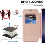Peněženkové kožené pouzdro Rhombus Shield pro Samsung Galaxy S24 Plus 5G - Růžová