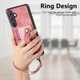 Kožený kryt Wristband pro Samsung Galaxy S24 Plus 5G - Růžová
