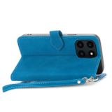 Peněženkové kožené pouzdro Zipper na Honor X6a - Modrá