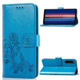 Peňaženkové kožené pouzdro ROSES na Sony Xperia 5 - Modrá