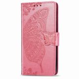 Peňeženkové puzdro Butterfly Love Flower na Xiaomi Redmi Note 8 Pro - Rose gold