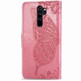 Peňeženkové puzdro Butterfly Love Flower na Xiaomi Redmi Note 8 Pro - Rose gold