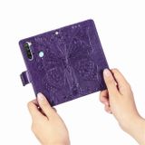 Peňaženkové kožené puzdro  Butterfly Love na Xiaomi Redmi Note - Tmavo fialová