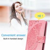 Peněženkové kožené pouzdro Butterfly Love Flower Embossed Horizontal pro Samsung Galaxy A51 - Tmavě Fialová