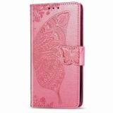 Peněženkové kožené pouzdro Butterfly na Samsung Galaxy A71 - Ružová