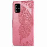 Peněženkové kožené pouzdro Butterfly na Samsung Galaxy A71 - Ružová