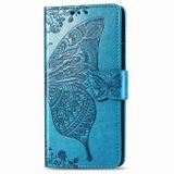 Peněženkové pouzdro Butterfly Love Flowers Embossing pro Samsung Galaxy S20 - Modrá