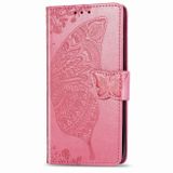 Peněženkové pouzdro Butterfly Love Flowers Embossing pro Samsung Galaxy S20 - Růžová