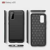 Gumový kryt Brushed Texture Carbon na Samsung Galaxy S20-černý
