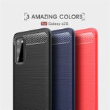 Gumový kryt Brushed Texture Carbon na Samsung Galaxy S20-červený