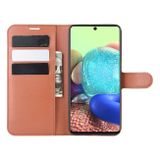 Peneženkové kožené pouzdro LITCHI na Samsung Galaxy A71 5G - Hnedá