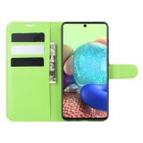 Peneženkové kožené pouzdro LITCHI na Samsung Galaxy A71 5G - Zelená