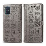 Peňaženkové kožené puzdro ANIMALS na Samsung Galaxy A51 5G - Šedá