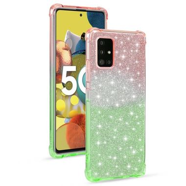 Gumený Glitter kryt na Samsung Galaxy A51 5G - Ružovozelená