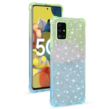 Gumený Glitter kryt na Samsung Galaxy A51 5G - Zelenomodrá