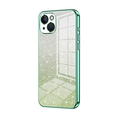 Pryžový Glitter kryt Gradient na iPhone 13 - Zelená