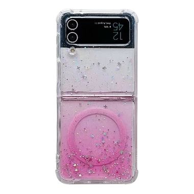 Pryžový Glitter kryt Magsafe na Samsung Galaxy Z Flip4 - Růžová