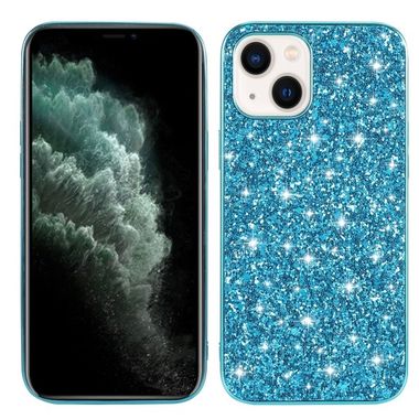 Pryžový Glitter kryt na iPhone 15 - Modrá