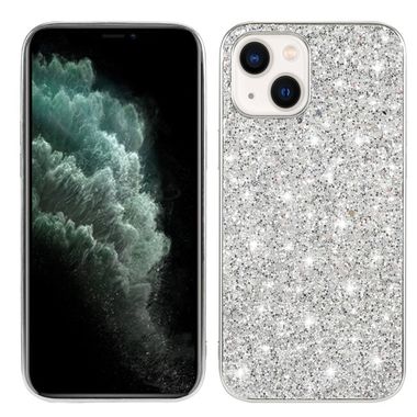 Pryžový Glitter kryt na iPhone 15 - Stříbrná