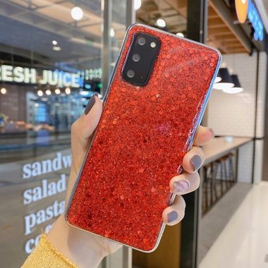 Gumový Glitter kryt pro Samsung Galaxy S23 5G – Červená