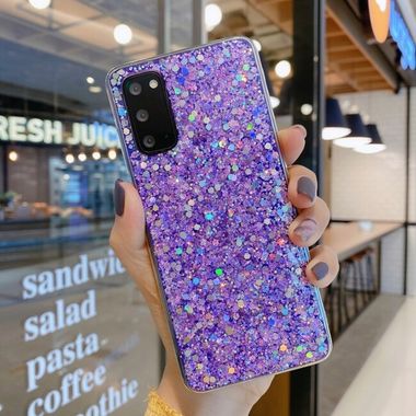 Gumový Glitter kryt pro Samsung Galaxy S23 5G – Fialová