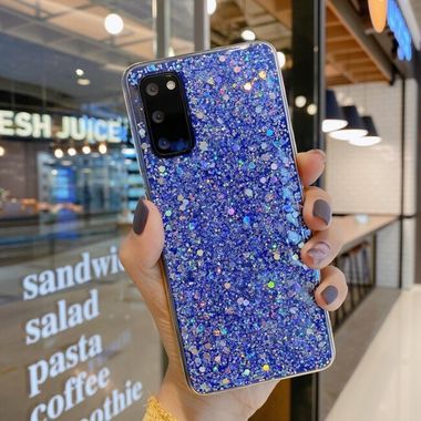 Gumový Glitter kryt pro Samsung Galaxy S23 5G – Modrá