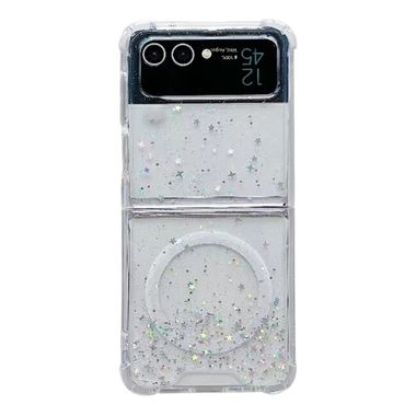 Pryžový Glitter kryt na Samsung Galaxy Z Flip 5 - Bílá