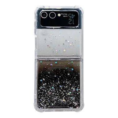 Pryžový Glitter kryt na Samsung Galaxy Z Flip 5 - Černá