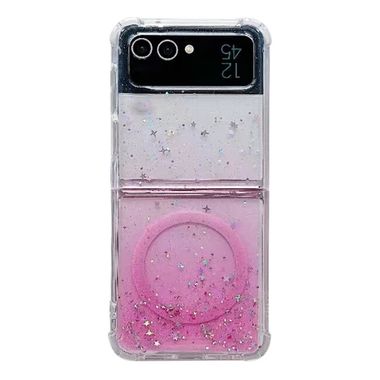 Pryžový Glitter kryt pro Samsung Galaxy Z Flip 5 - Růžová