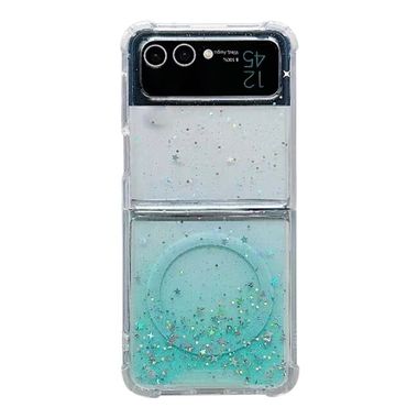 Pryžový Glitter kryt na Samsung Galaxy Z Flip 5 - Zelená