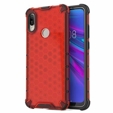 Gumový Honeycomb shockproof kryt na Huawei Y6 (2019)  - červená