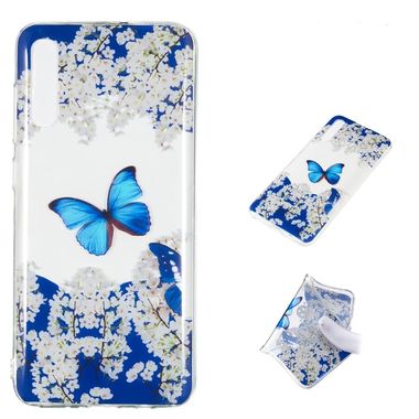 Gumový kryt Blue Butterfly Pattern Highly Transparent TPU  na Samsung Galaxy A70