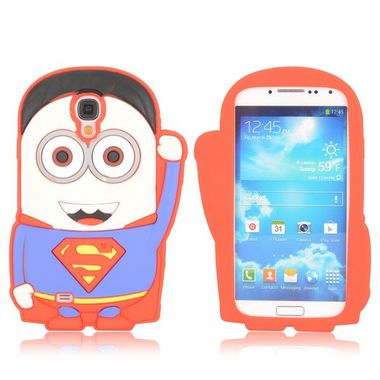 Gumový kryt 3D Cute Superman na Samsung Galaxy S4 - červená