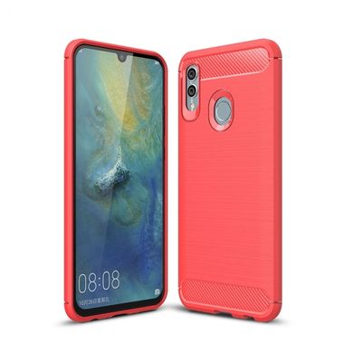 Gumený kryt na Brushed na Huawei P Smart (2019) / Honor 10 Lite- červená