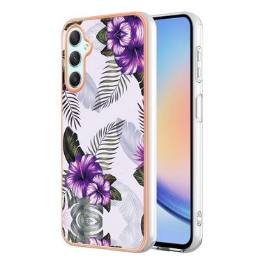 Pryžový kryt Electroplating pro Samsung Galaxy A25 5G –Purple Flower