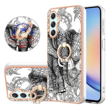 Pryžový kryt Electroplating Ring pro Samsung Galaxy A24 - Totem Elephant