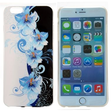 Gumový kryt Flowers na iPhone 6 Plus - modrá