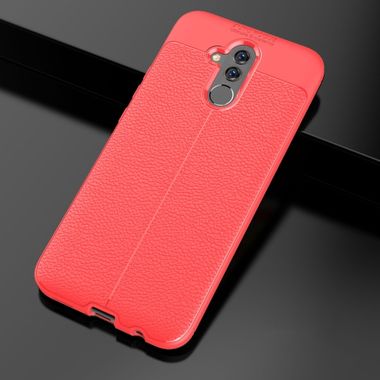 Gumový kryt Litchi na Huawei Mate 20 Lite - červená
