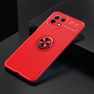Gumový kryt METAL RING na Xiaomi Mi 11 Lite - Červená