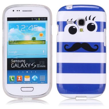 Gumový kryt Moustache and Eyes na Samsung Galaxy S3 mini - modrá